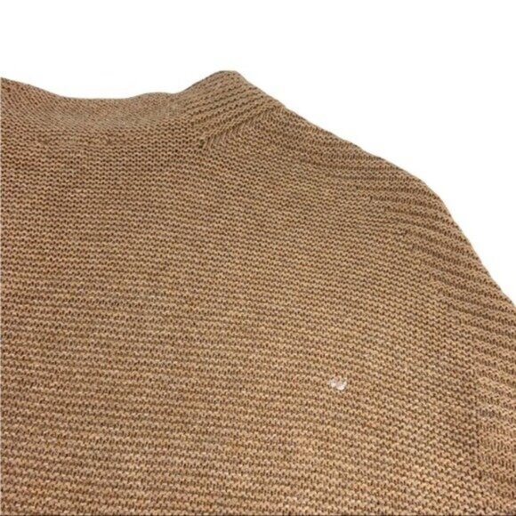 Talbots Knit Sweater Top Mock Neck Tan Short Dolman Sleeve - Picture 4 of 6